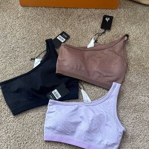 Ryderwear Seamless Sports Bra Trio - Black, Brown, Lavender